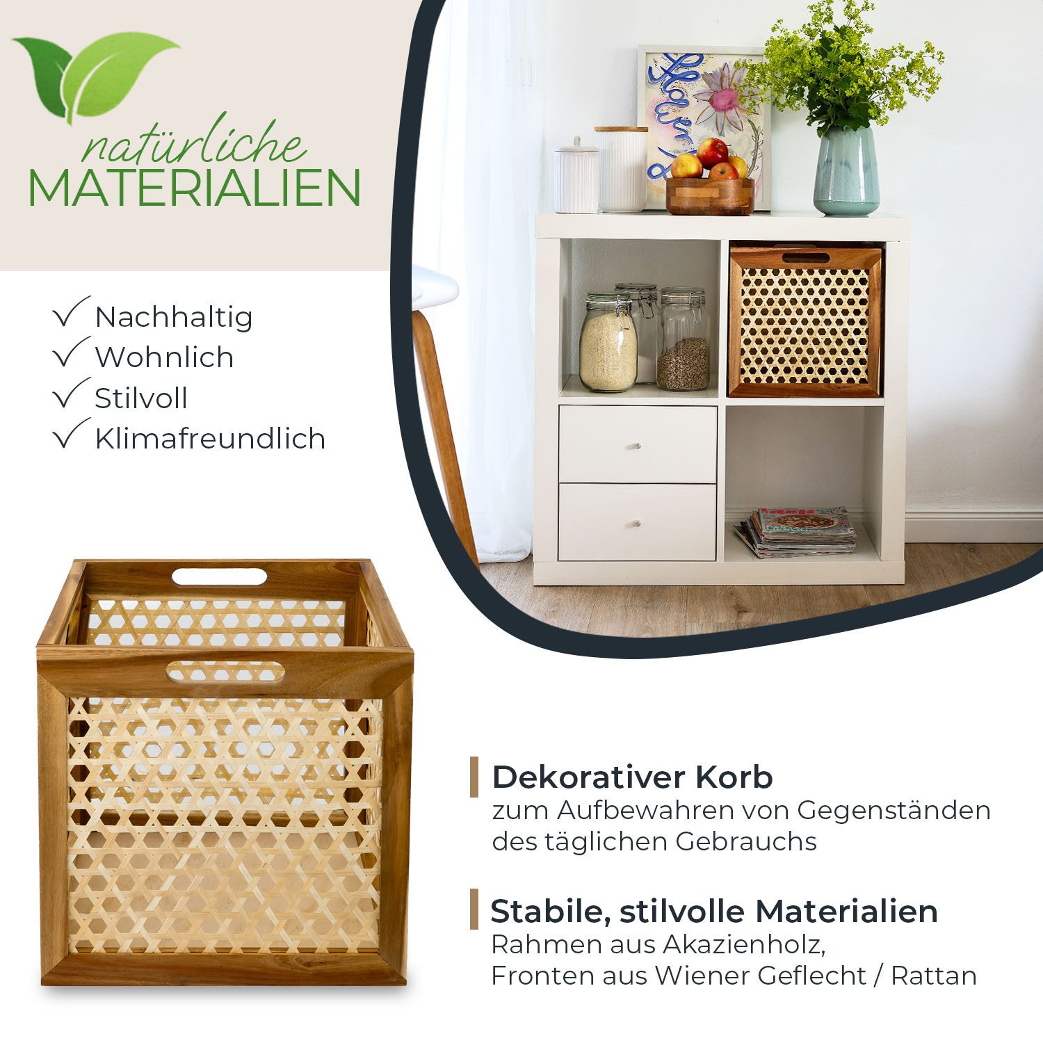 HMF Regalkorb Aufbewahrungskorb geflochten aus Rattan, günstig online kaufen