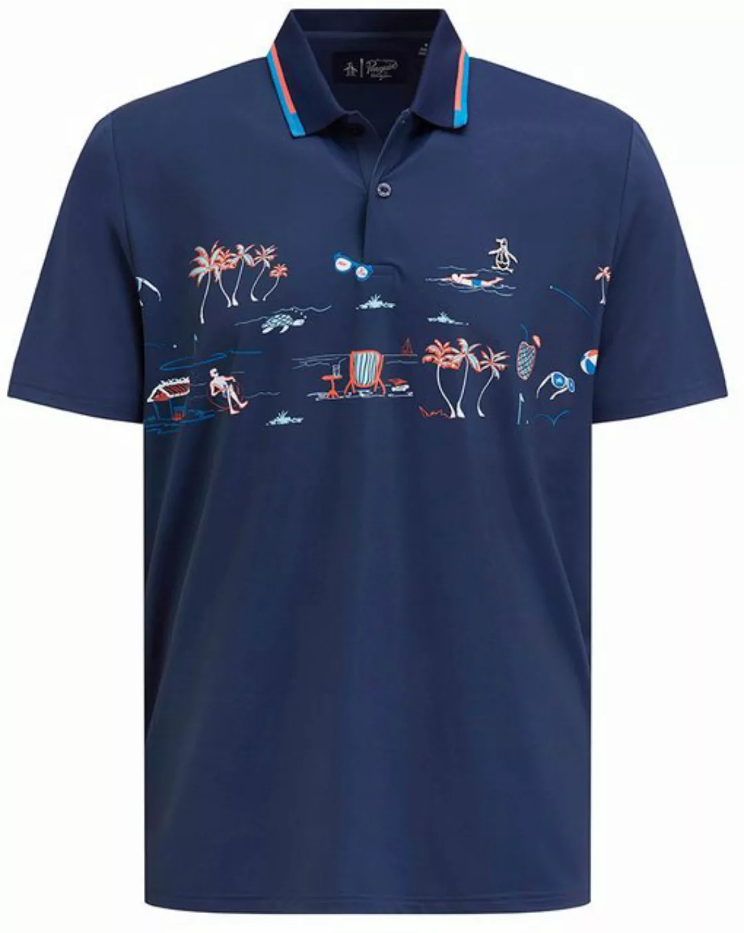 Original Penguin Poloshirt Penguin Golfpolo Resort Print Blau-Mehrfarbig He günstig online kaufen