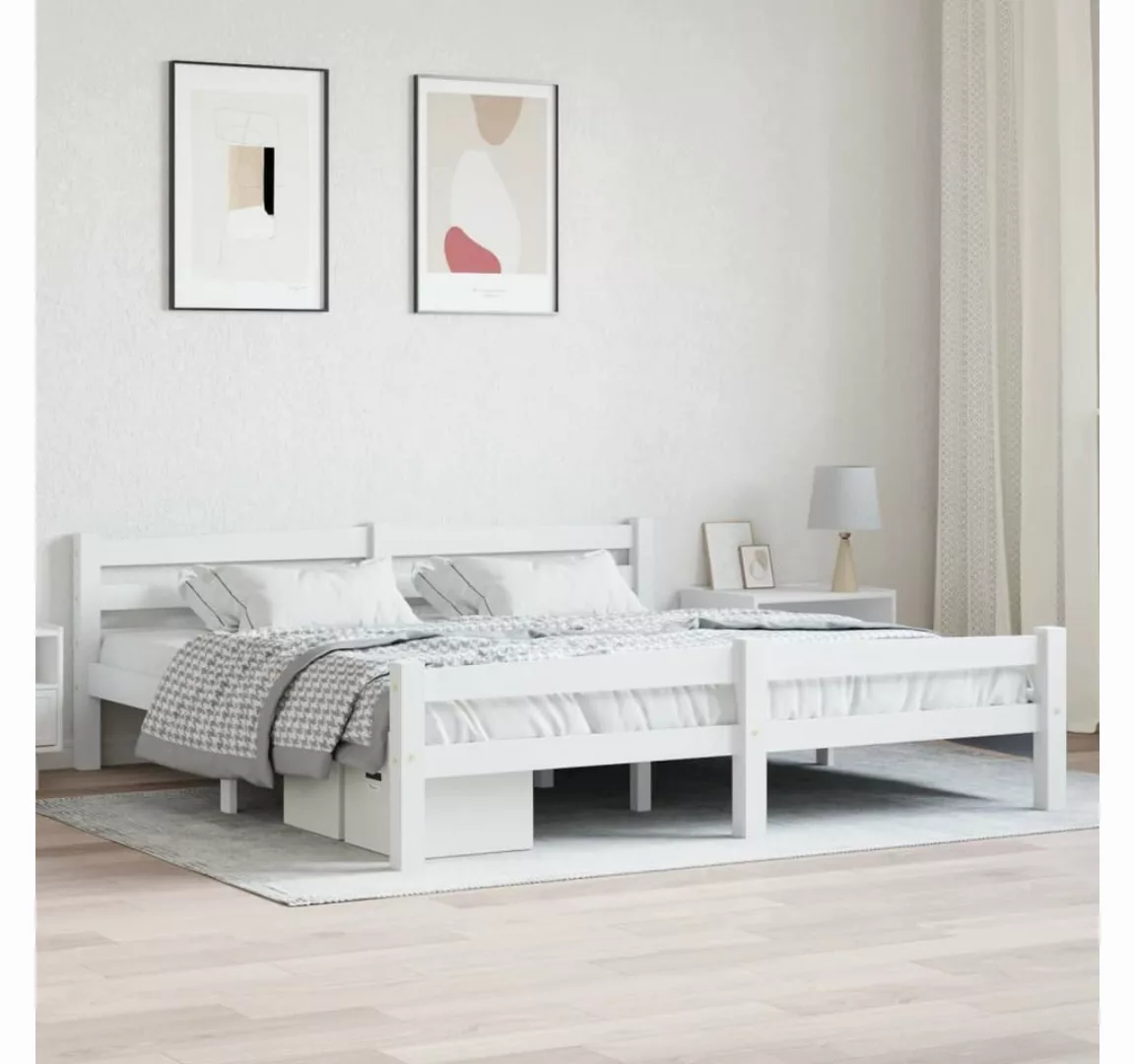 furnicato Bett Massivholzbett Weiß Kiefer 180x200 cm günstig online kaufen