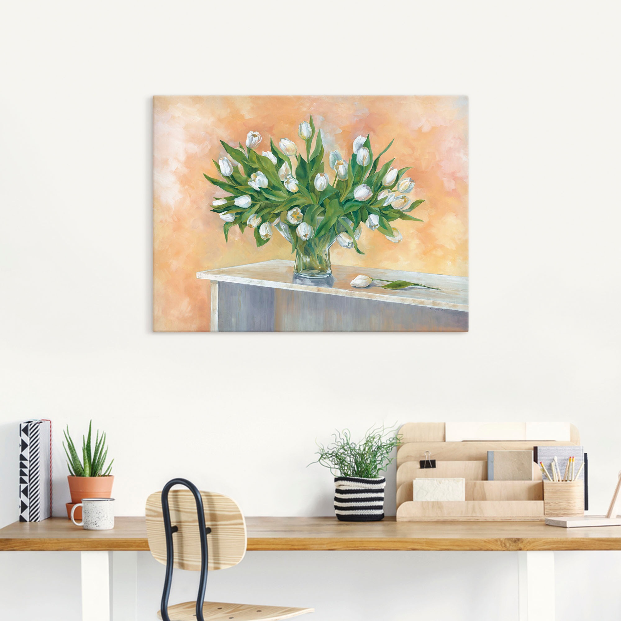 Artland Wandbild "Weiße Tulpen", Blumen, (1 St.), als Leinwandbild, Wandauf günstig online kaufen