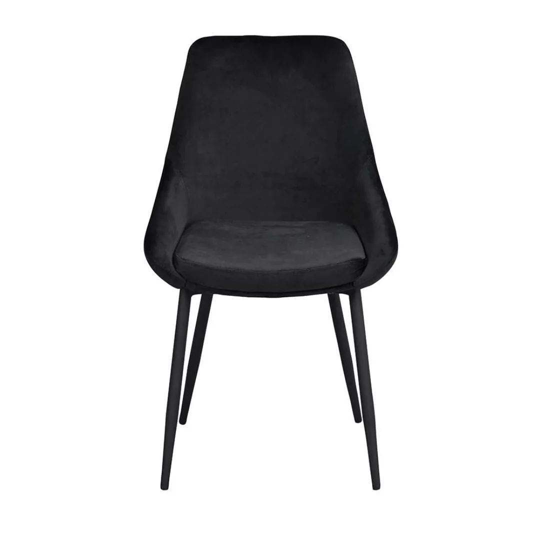 Esstisch Stühle in Schwarz Bezugsstoff aus Samt (2er Set) günstig online kaufen