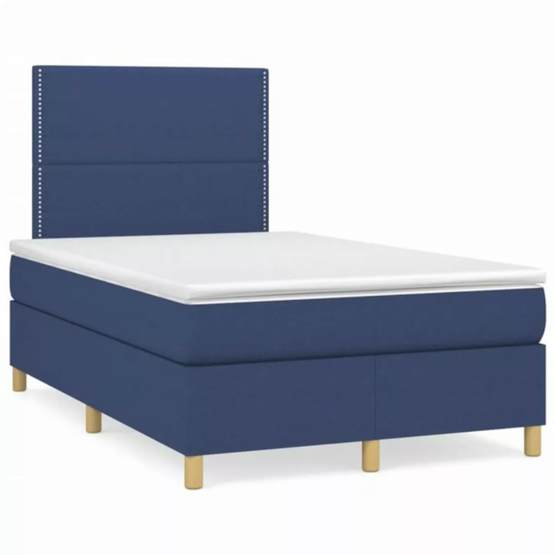 vidaXL Boxspringbett Boxspringbett mit Matratze Blau 120x200 cm Stoff Bett günstig online kaufen