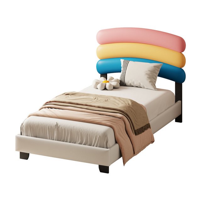 NMonet Kinderbett Polsterbett Einzelbett (aus Kunstleder), Regenbogenform K günstig online kaufen