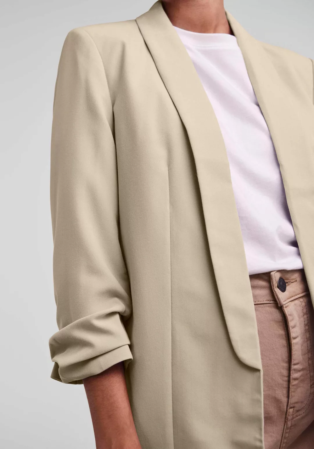 pieces Blusenblazer "PCBOSELLA 3/4 BLAZER NOOS", mit Faltendetail am Ärmel günstig online kaufen