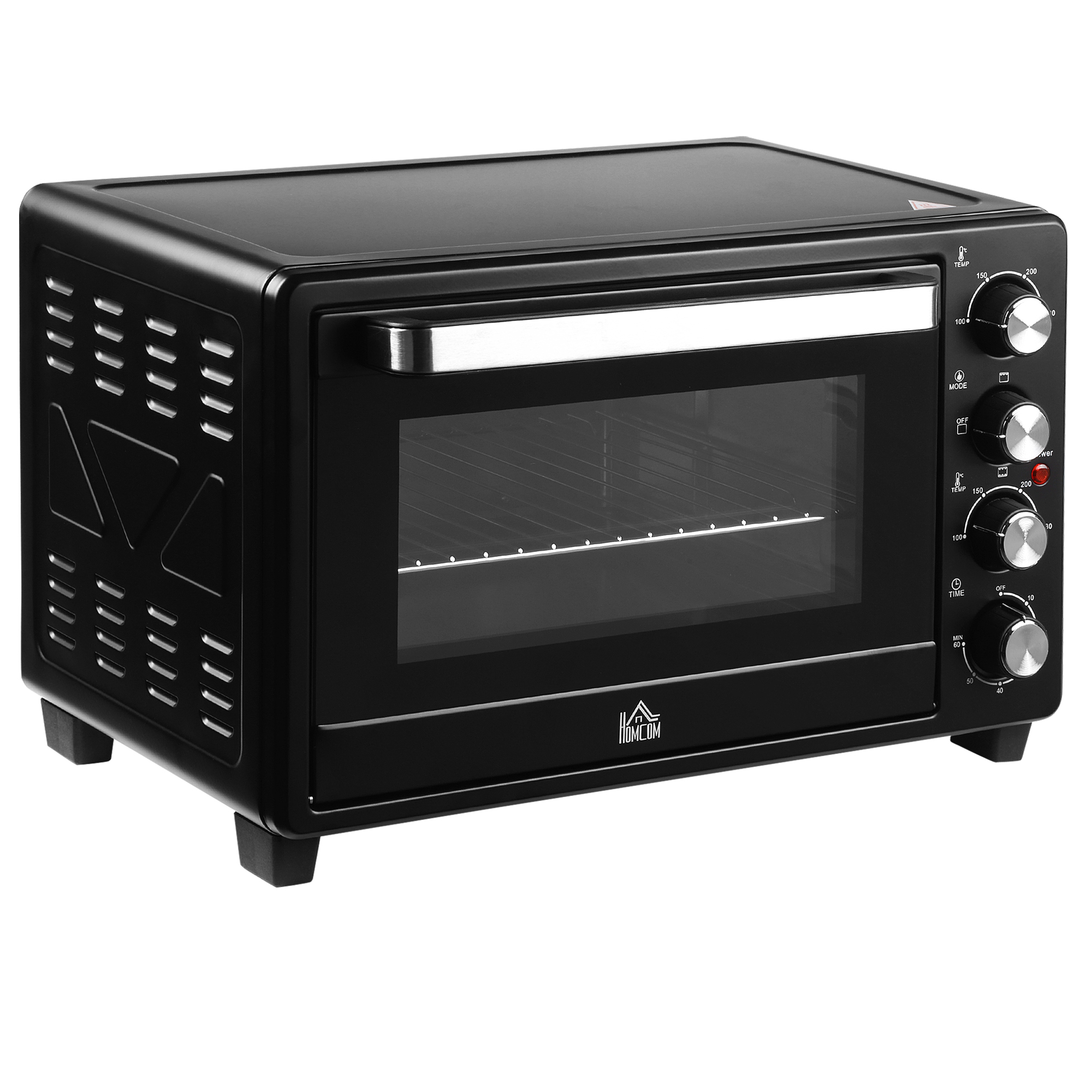 HOMCOM Mini Backofen 32L mit 3 Kochmodi 100°C-230°C, Edelstahl Schwarz, ink günstig online kaufen