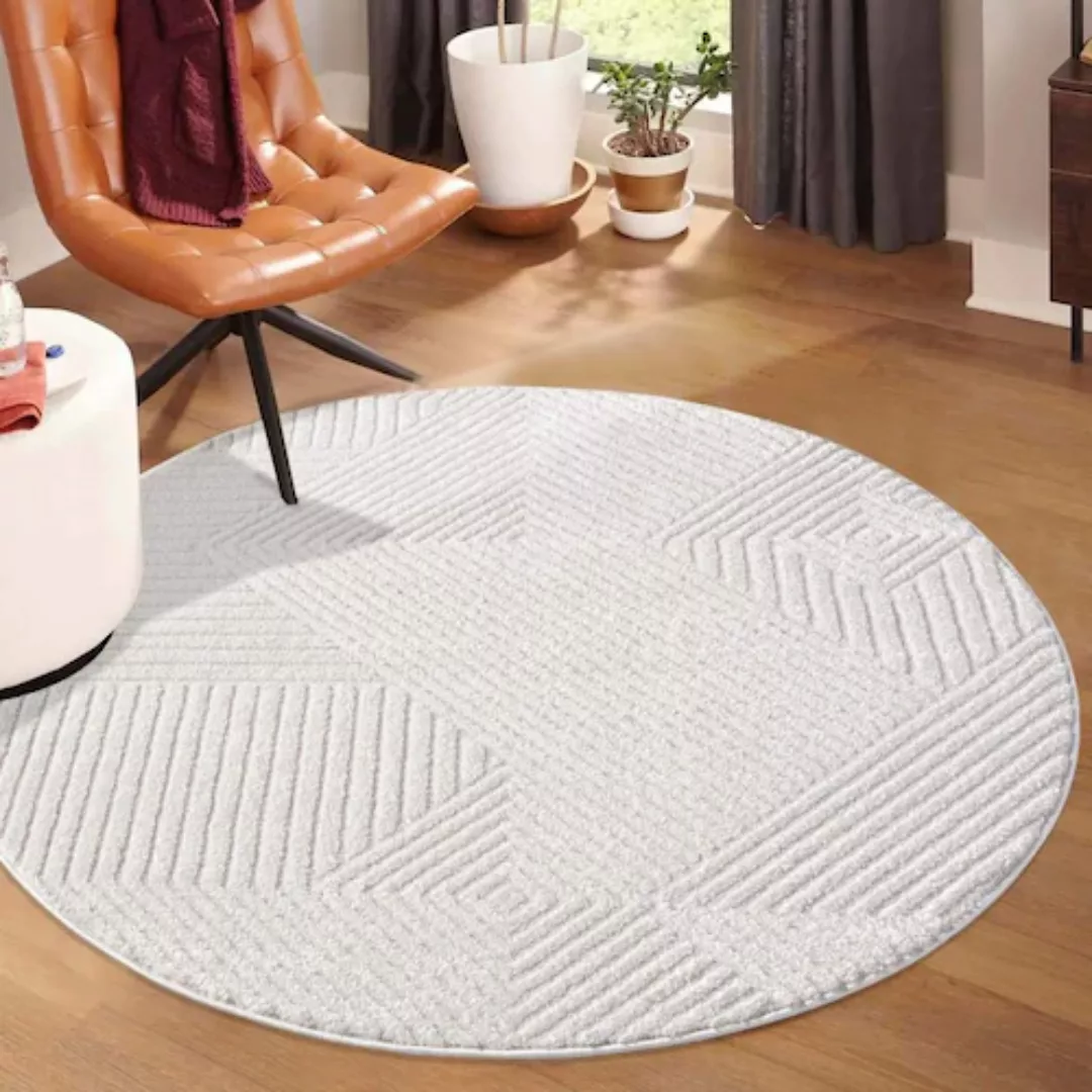 Carpet City Teppich »LOUNGE 0632«, rund, Kurzflor-Teppich Modern, Hoch-Tief günstig online kaufen