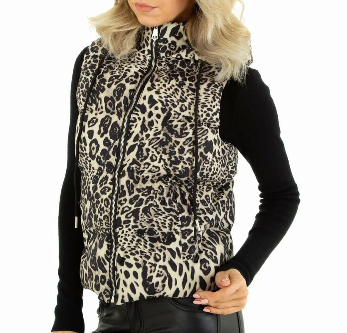 Ital-Design Longweste Damen Freizeit Kapuze Animal Print Gefüttert Winterja günstig online kaufen