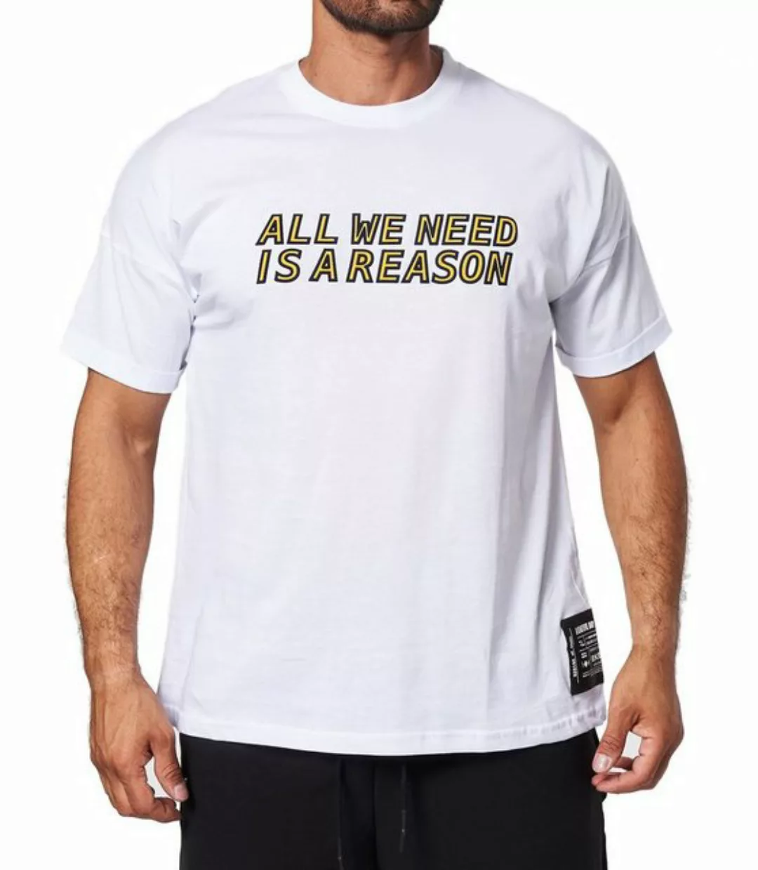 Denim House T-Shirt Oversize T-Shirt mit Schriftzug im Loose-Fit Style Beig günstig online kaufen