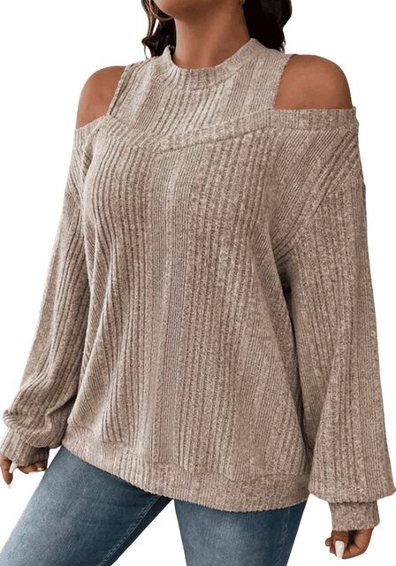 Nebelmeer Strickpullover Herbst-Winter Damenmode Lässiges einfarbiges off-S günstig online kaufen