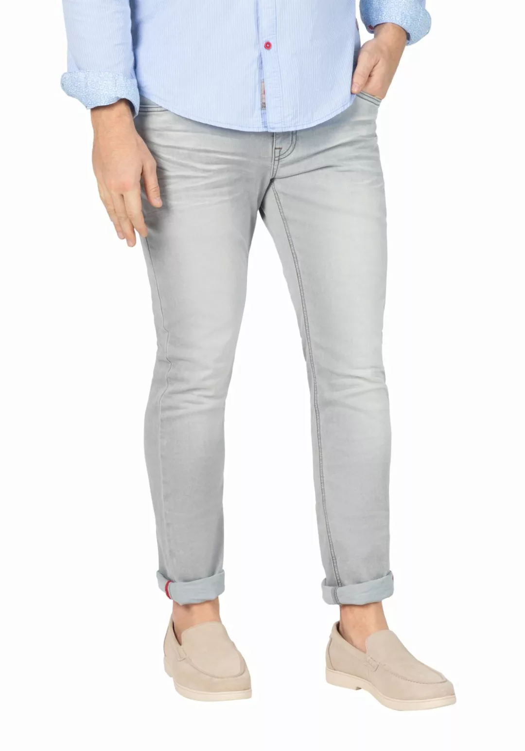 TIMEZONE Herren Jeans SLIM EDUARDOTZ Mid Waist - Slim Fit - Blau Grau günstig online kaufen