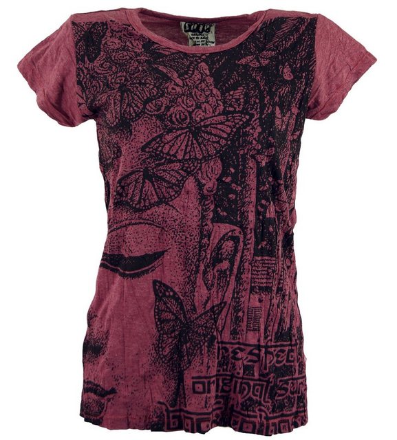Guru-Shop T-Shirt Sure T-Shirt Buddha - bordeaux alternative Bekleidung, Fe günstig online kaufen