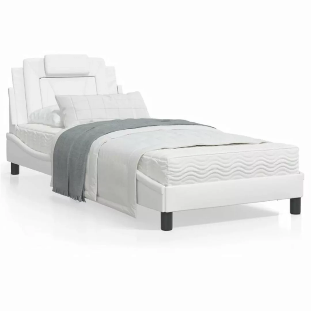 vidaXL Bett Bett mit Matratze Weiß 80x200 cm Kunstleder günstig online kaufen