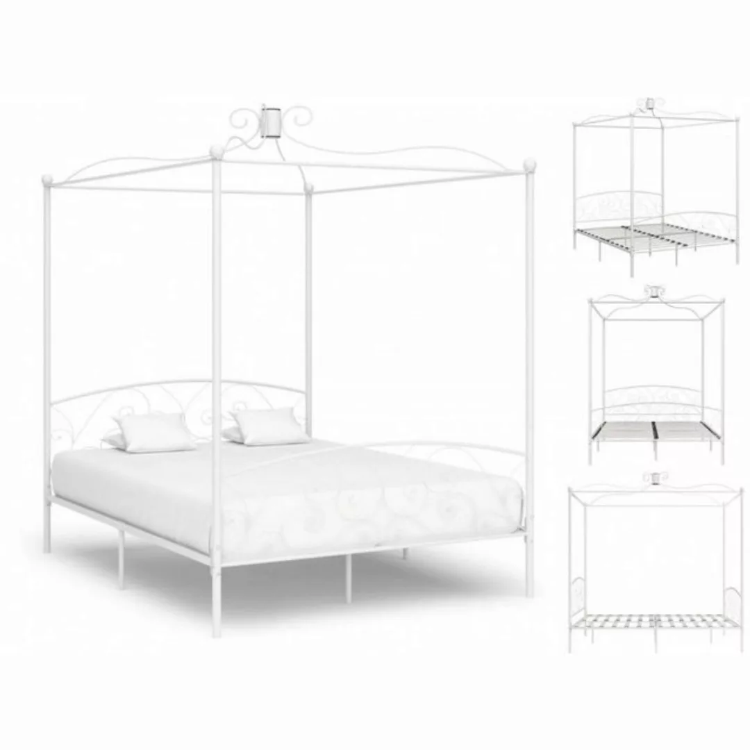 Himmelbett-gestell Weiß Metall 180 X 200 Cm günstig online kaufen