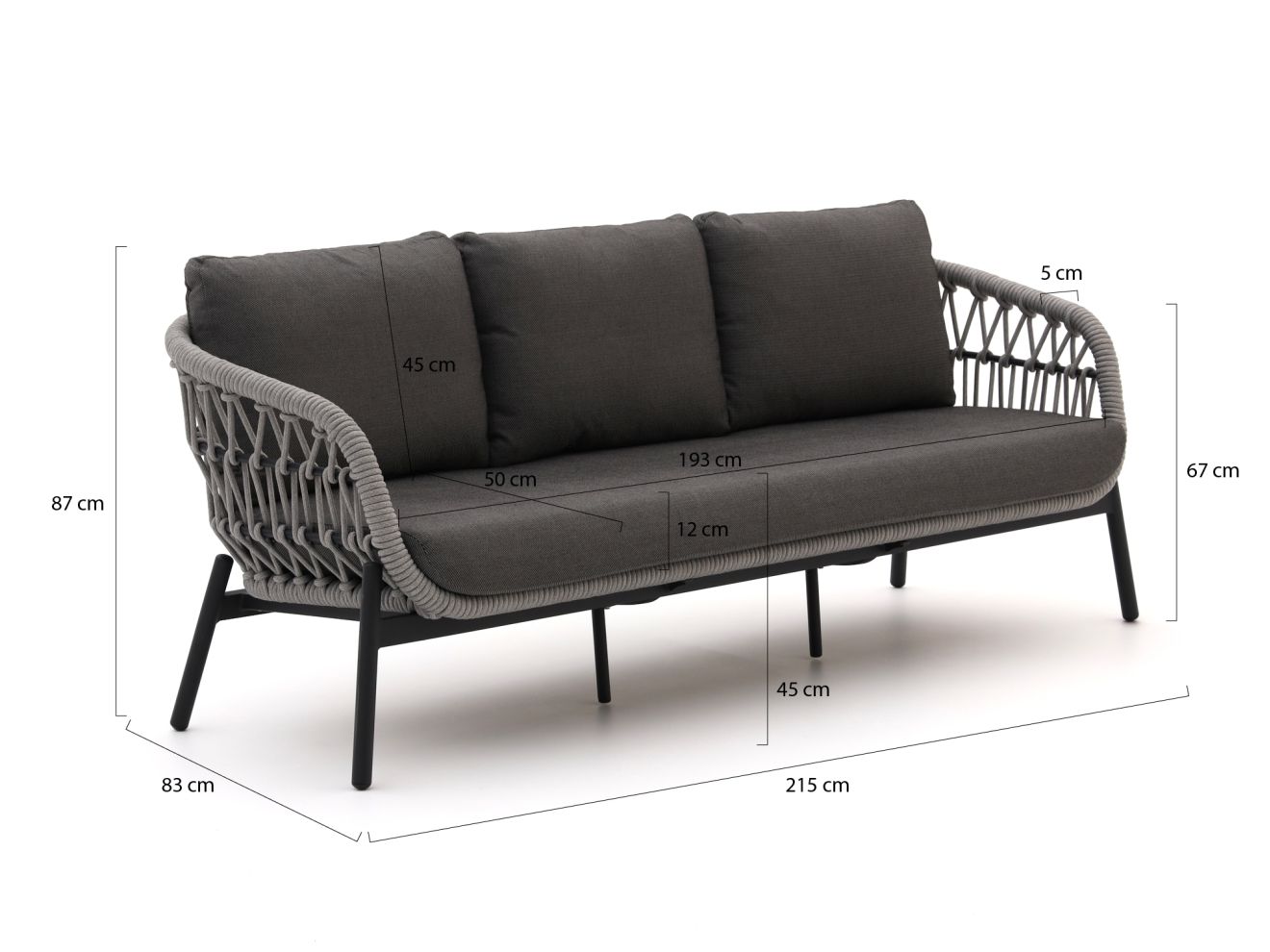 Bellagio Cupello Gartensofa 3-Sitzer 215 cm günstig online kaufen