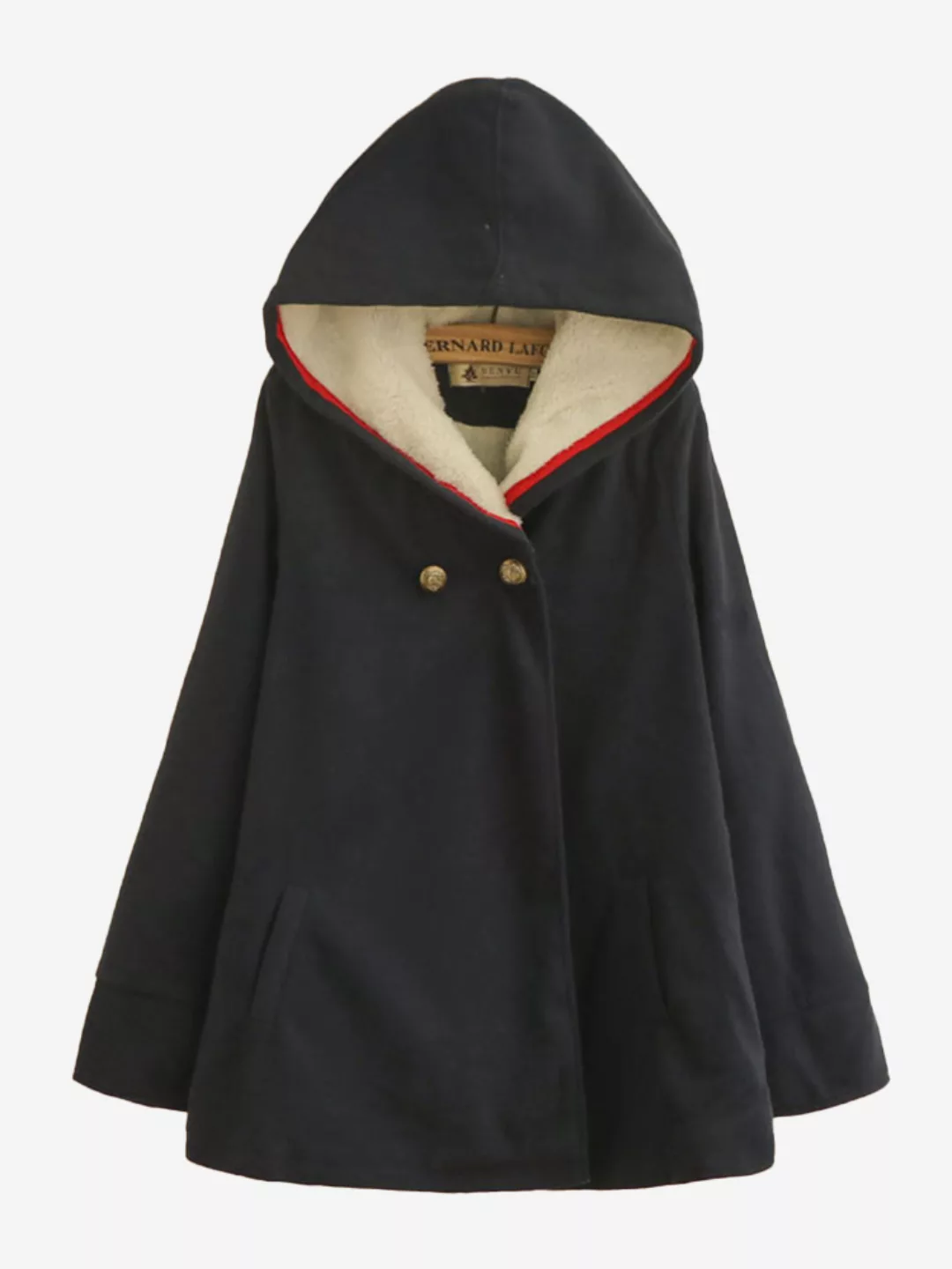 Dicker einfarbiger Kapuzen-Mantel mit langen Ärmeln günstig online kaufen