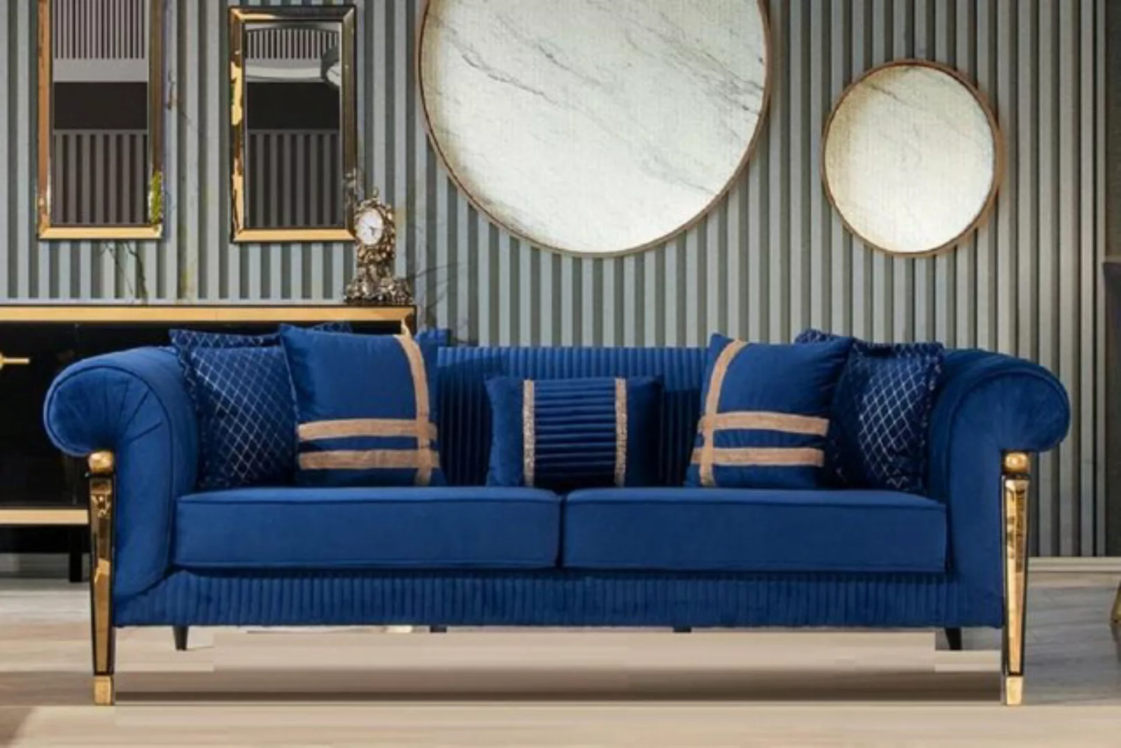 JVmoebel 3-Sitzer Blauer Dreisitzer Sofa 3-Sitzer Luxus Möbel Moderne Polst günstig online kaufen