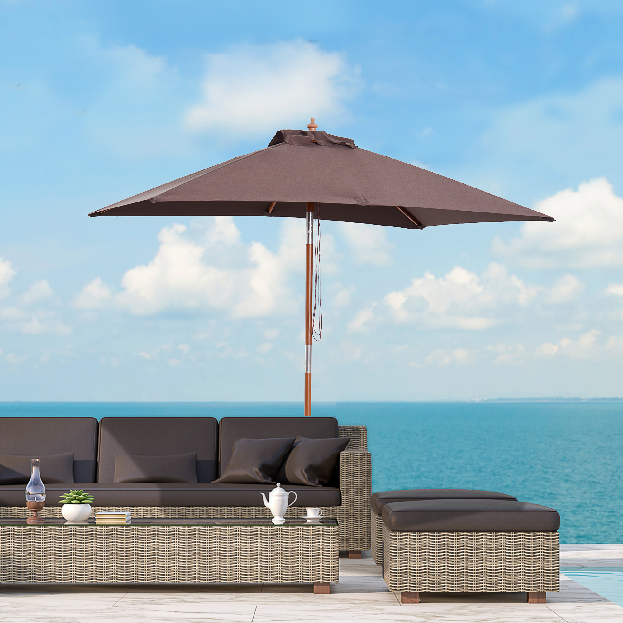 Outsunny Sonnenschirm Knickbarer Gartenschirm Strandschirm 3-stufig einstel günstig online kaufen