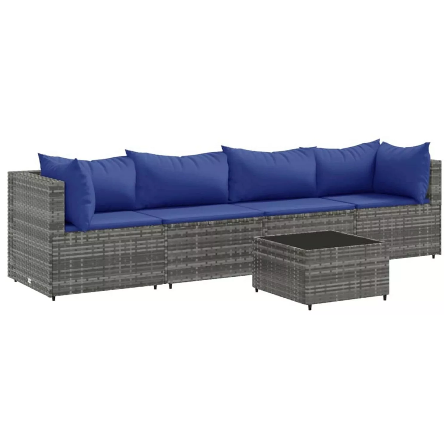 vidaXL 5-tlg Garten-Lounge-Set mit Kissen Grau Poly Rattan Modell 61 günstig online kaufen