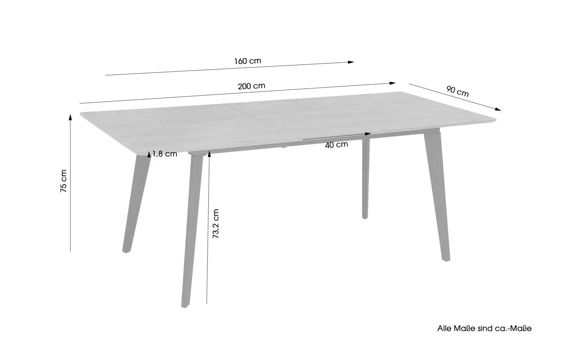 byLIVING Esstisch "Oklahoma", mit Auszug 160-200 cm, mit Schweizer Kante, H günstig online kaufen