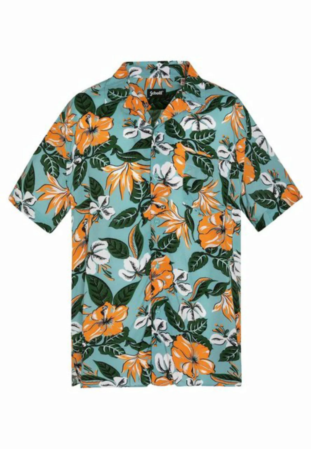 Schott NYC Hawaiihemd Hemd Kurzarmhemd mit Allover-Print im Hawaii-Stil günstig online kaufen