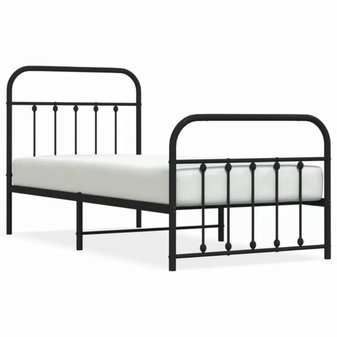 furnicato Bett Bettgestell mit Kopf- und Fußteil Metall Schwarz 80x200 cm günstig online kaufen