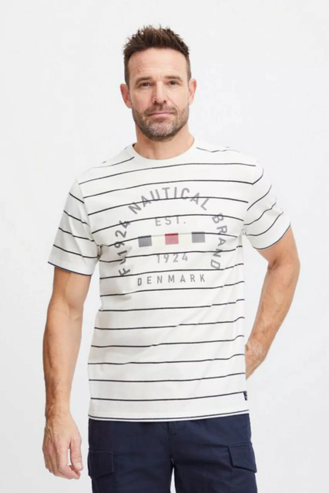 FQ1924 T-Shirt FQ1924 FQTom SS stripe tee w logo print günstig online kaufen
