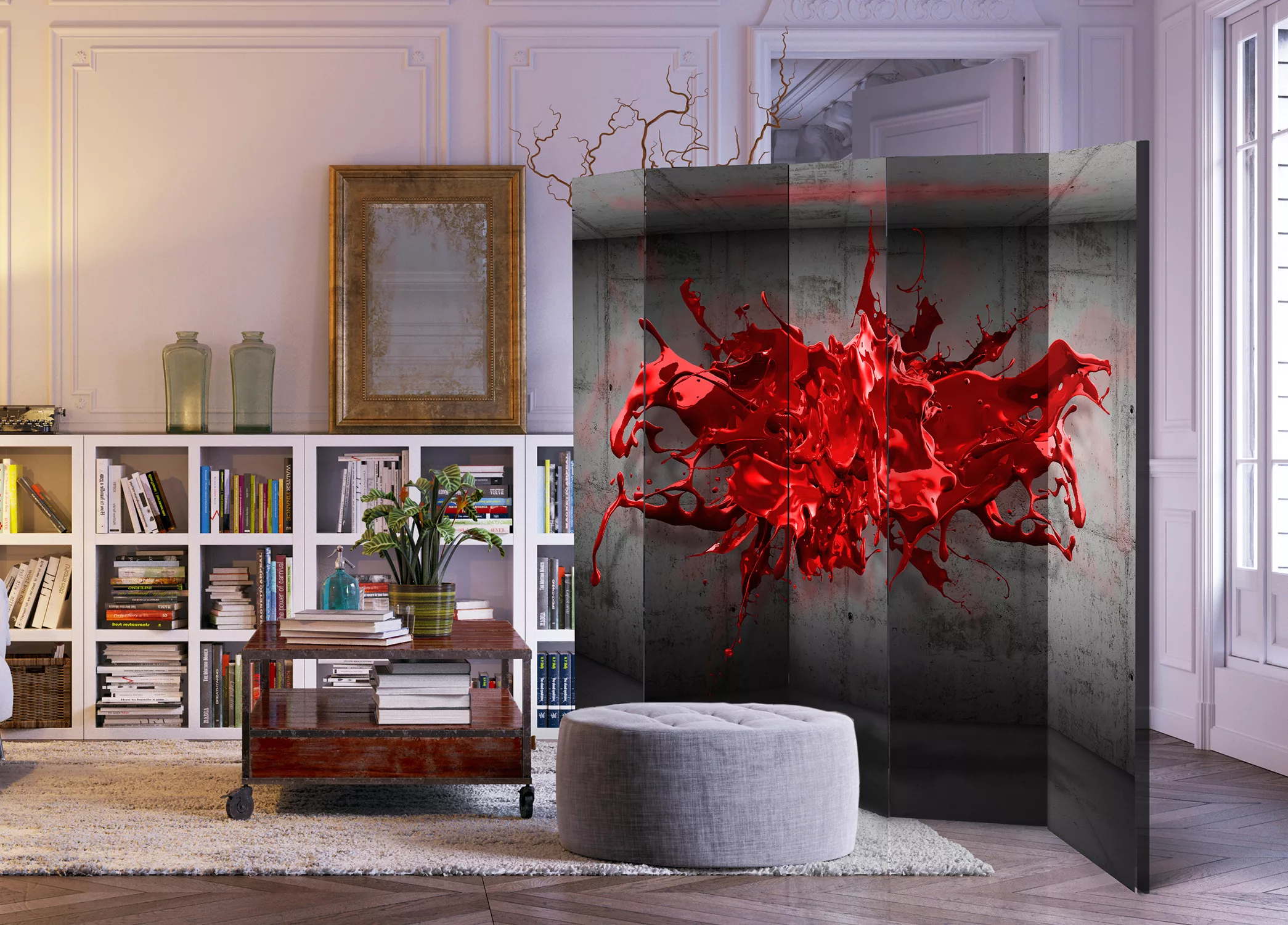 5-teiliges Paravent - Red Ink Blot Ii [room Dividers] günstig online kaufen