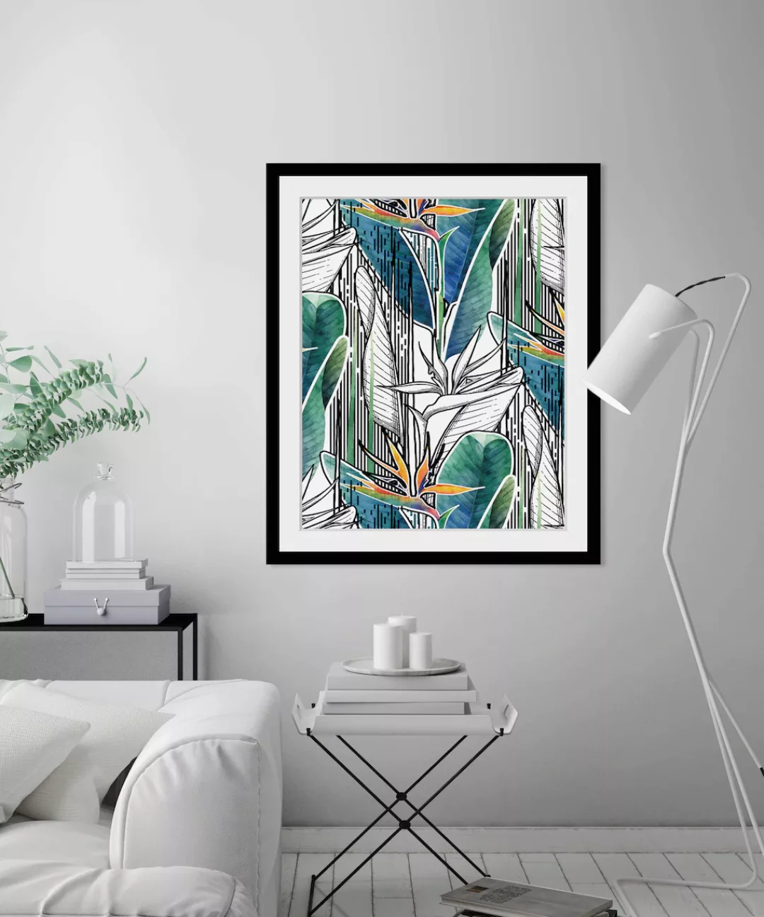 queence Bild »Watson«, Blätter-Pflanzen-Pflanzenbilder-Schwarz-Weiß-Kunst, günstig online kaufen