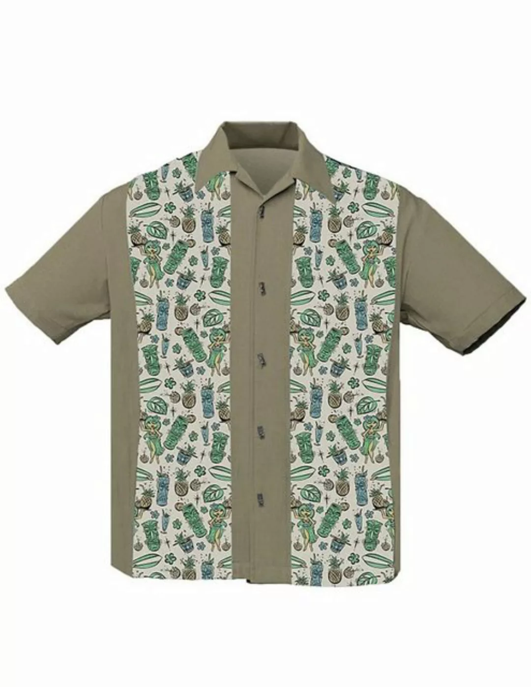 Steady Clothing Kurzarmhemd Hula Cocktails Herb Retro Vintage Bowling Shirt günstig online kaufen