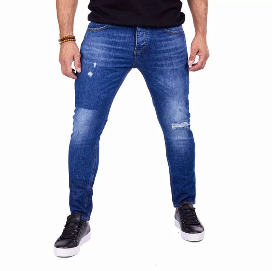 Denim Distriqt Slim-fit-Jeans Herren SLIM FIT Jeans im Used-Look mit Stretc günstig online kaufen