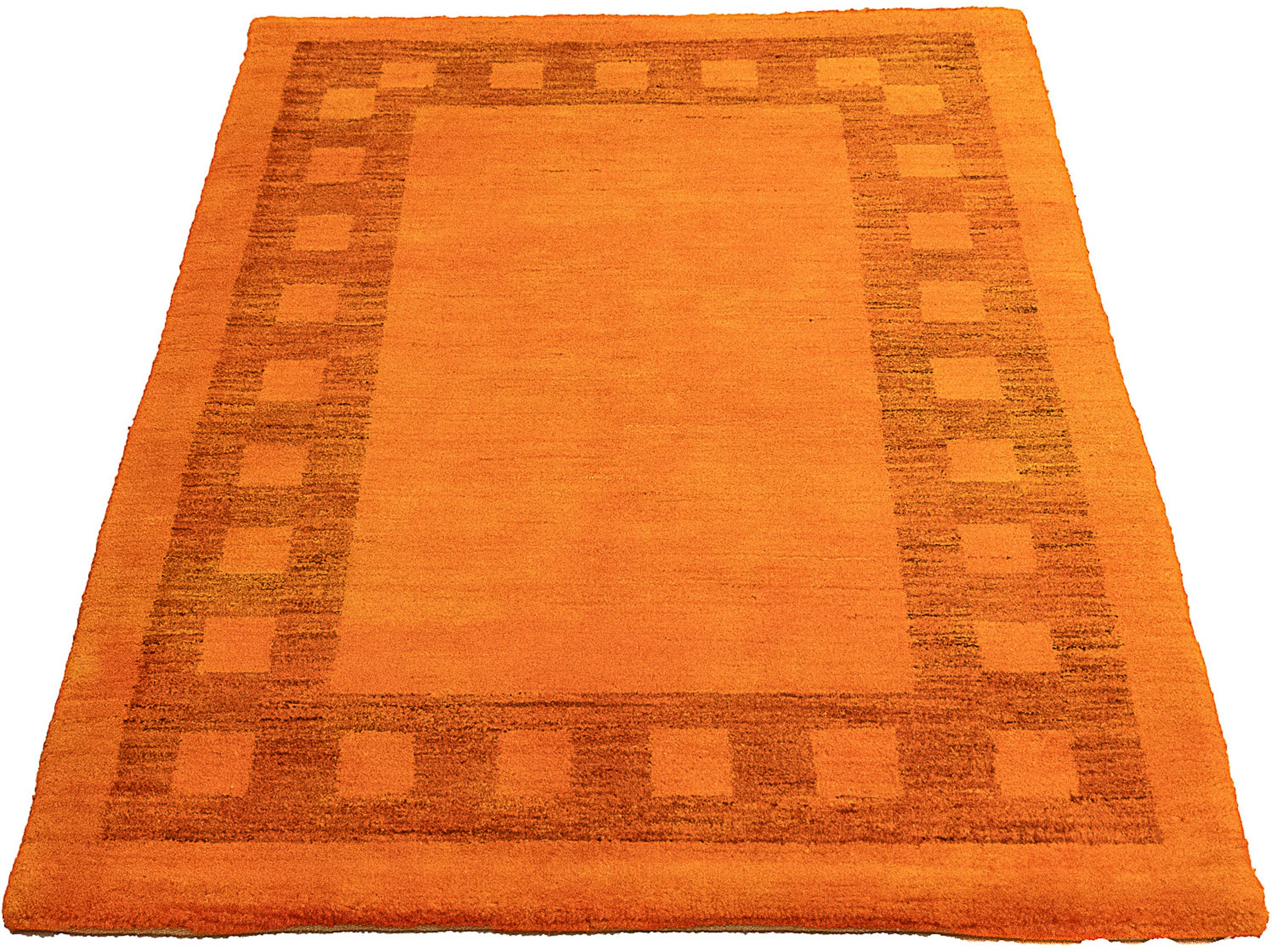 morgenland Wollteppich »Gabbeh - Indus - 123 x 79 cm - orange«, rechteckig, günstig online kaufen