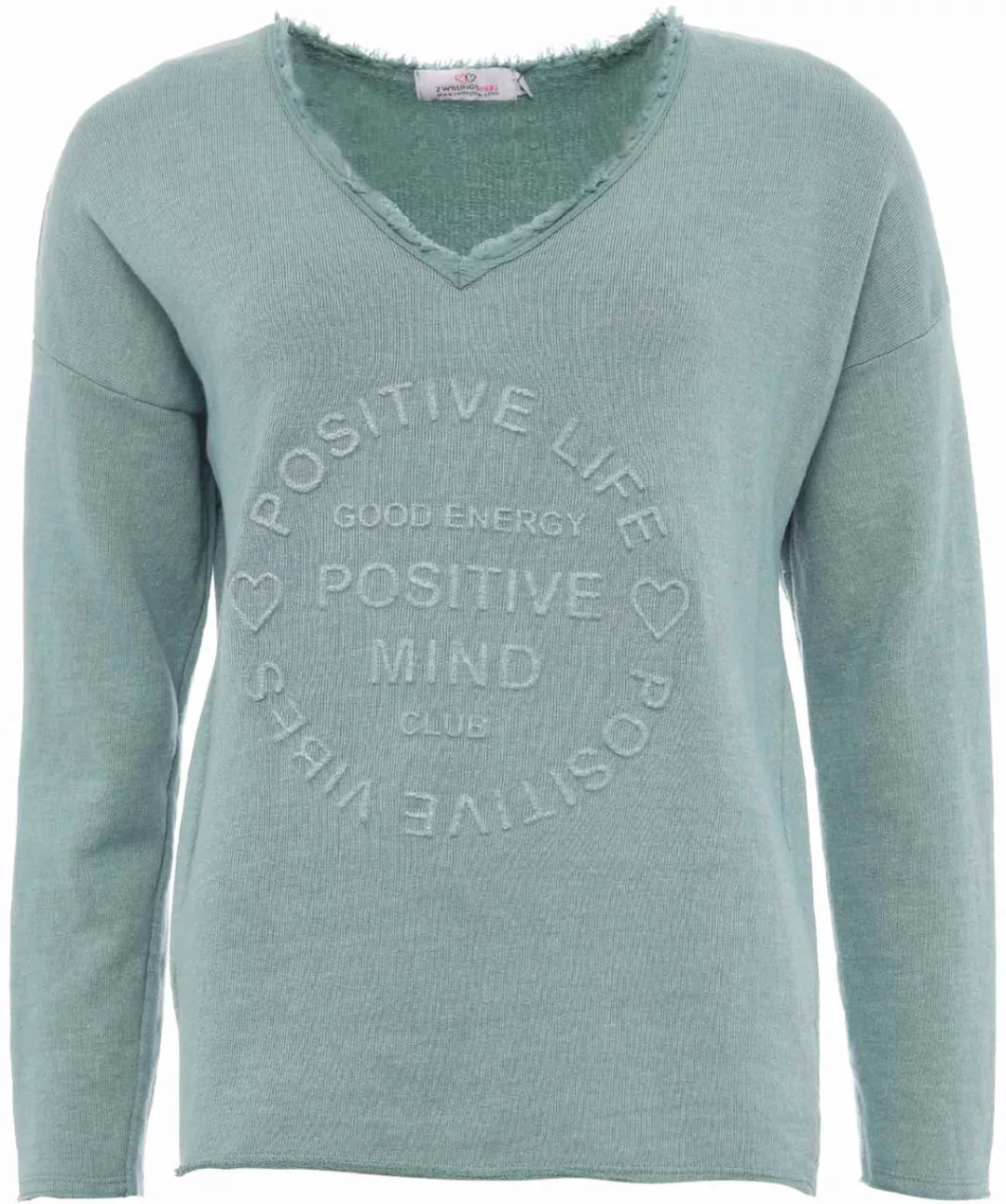 Zwillingsherz Sweatshirt V-Ausschnitt im Used-Look leicht ausgefranst günstig online kaufen