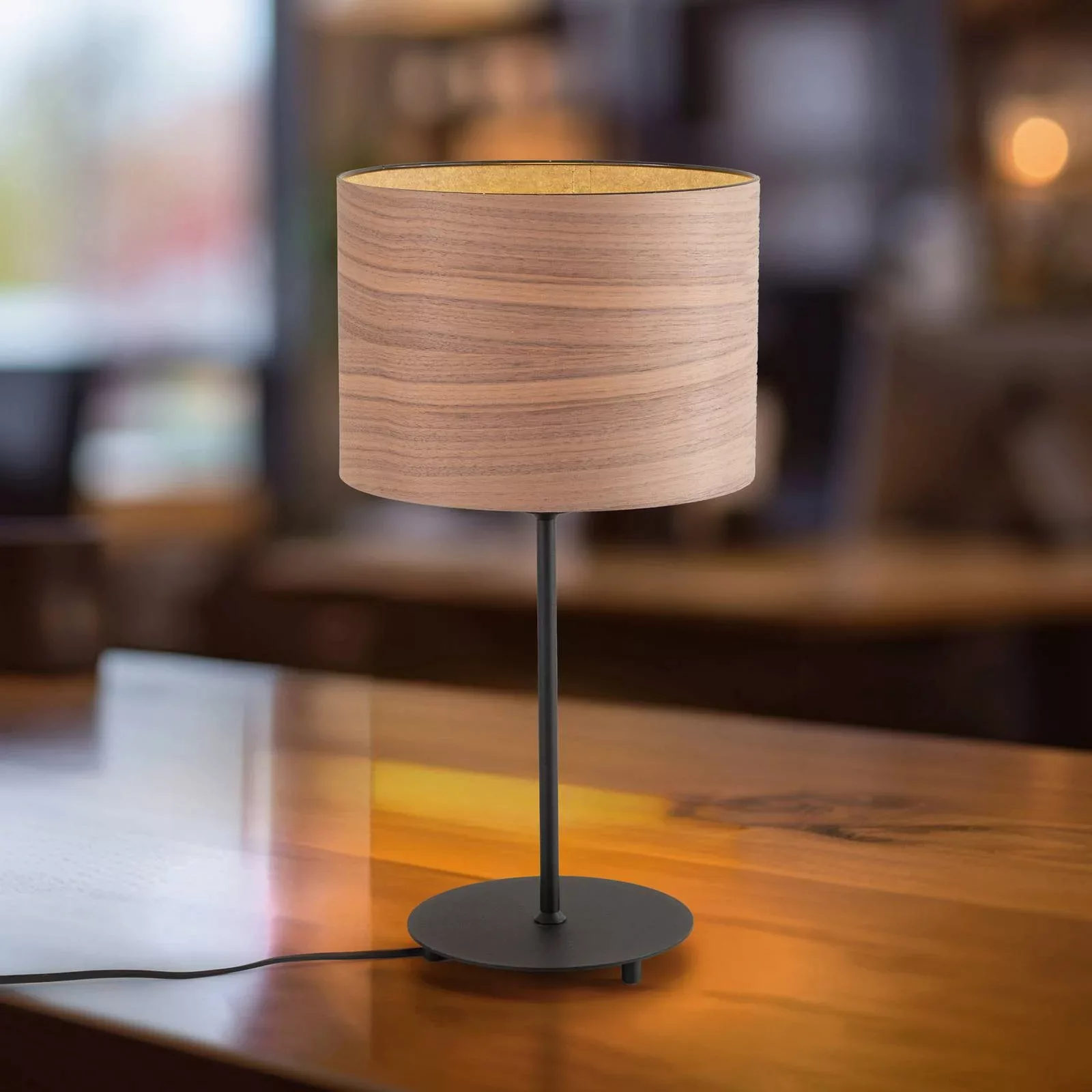 Envostar Veneer Tischlampe walnuss Ø 25cm günstig online kaufen