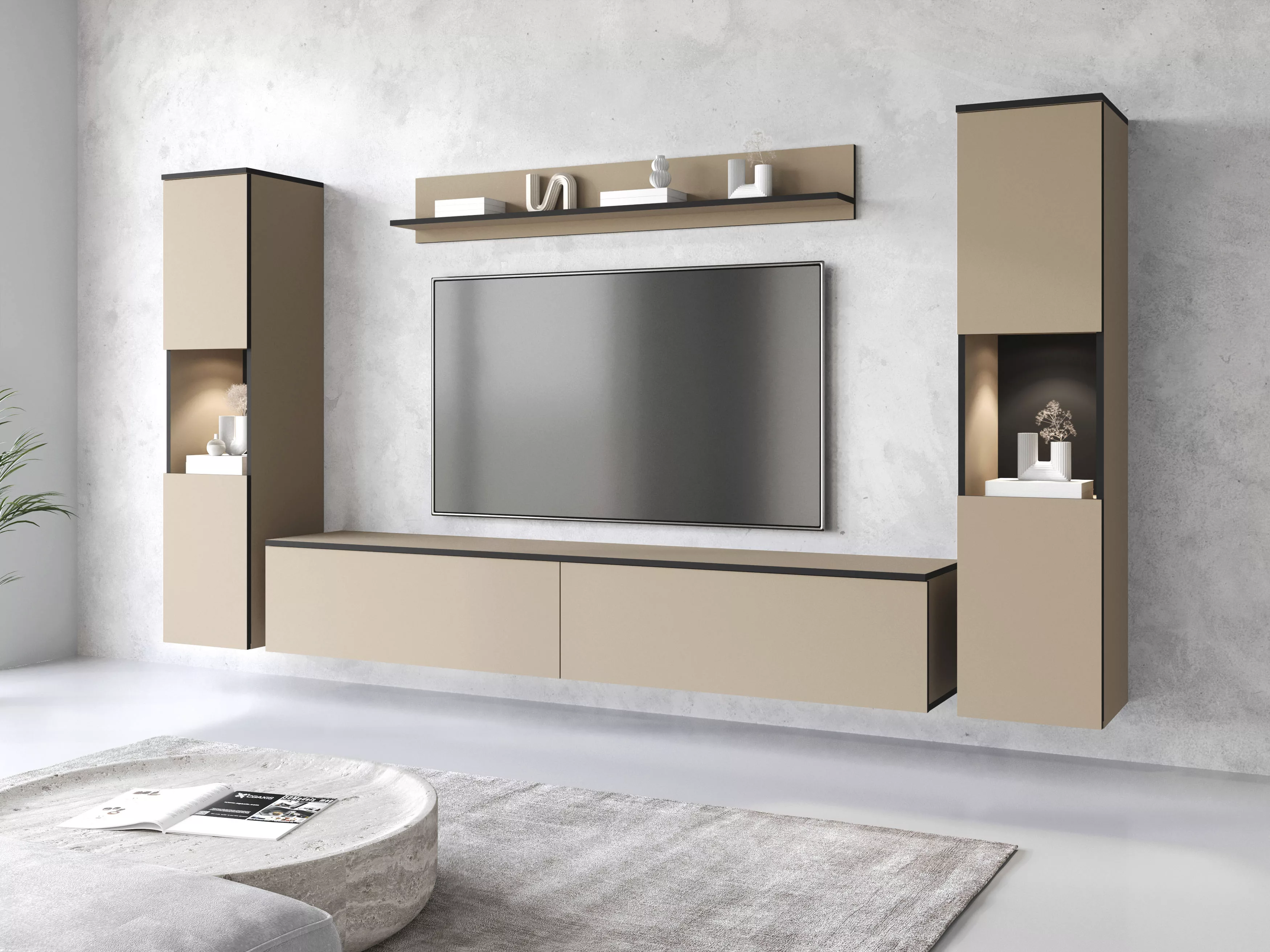 INOSIGN Wohnwand "PARIS", (Komplett-Set, 4 St.), TV-Wand 260cm breite, grif günstig online kaufen