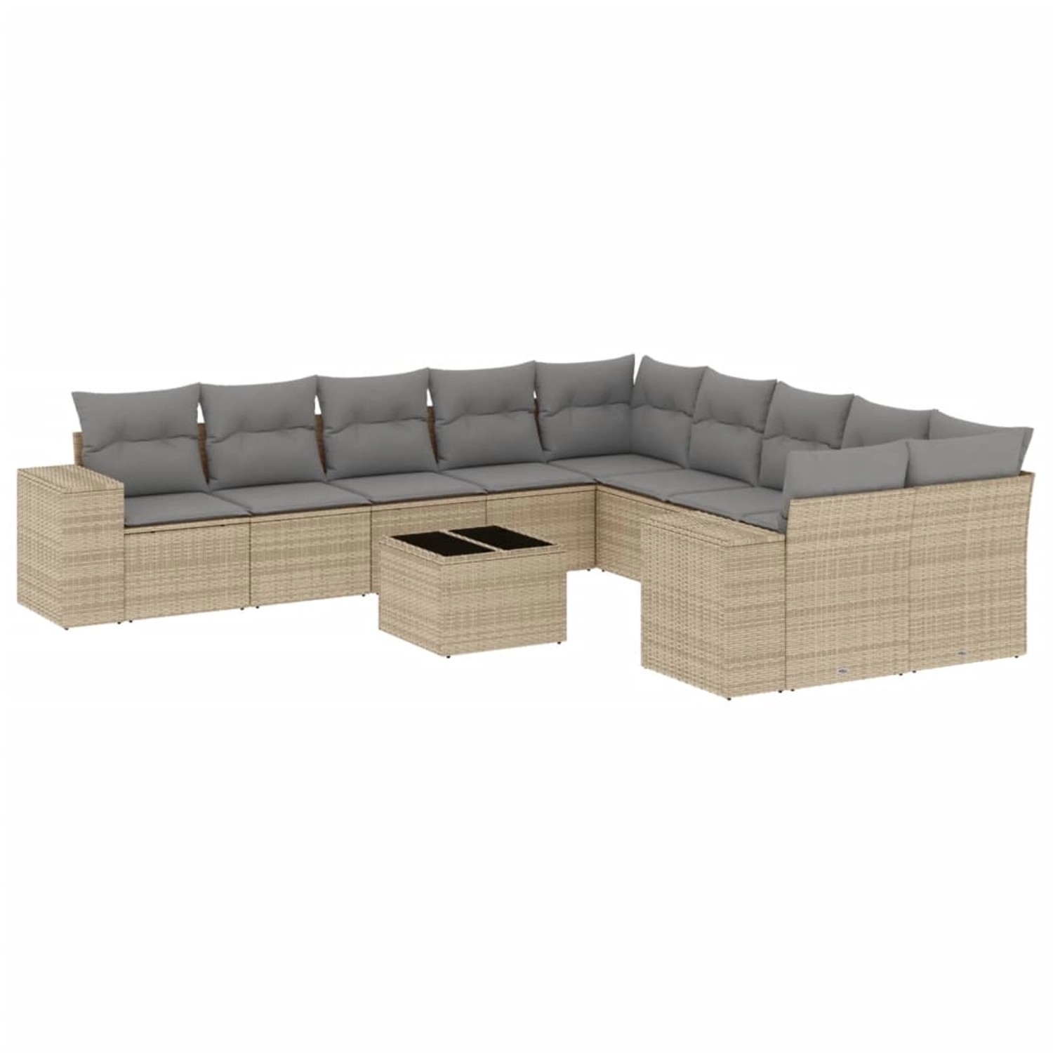 vidaXL 11-Tlg Garten-Sofagarnitur mit Kissen Beige Poly Rattan 3255456 günstig online kaufen