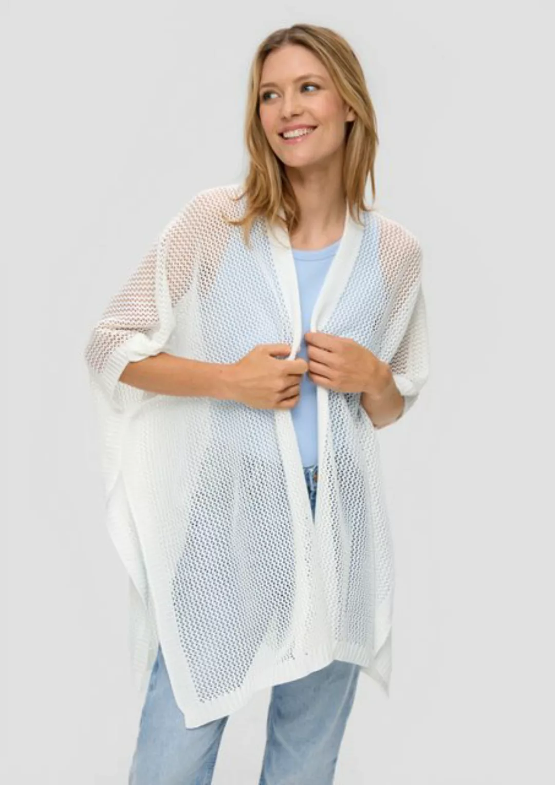 s.Oliver Poncho Strickponcho mit Musterstruktur Rippbündchen günstig online kaufen