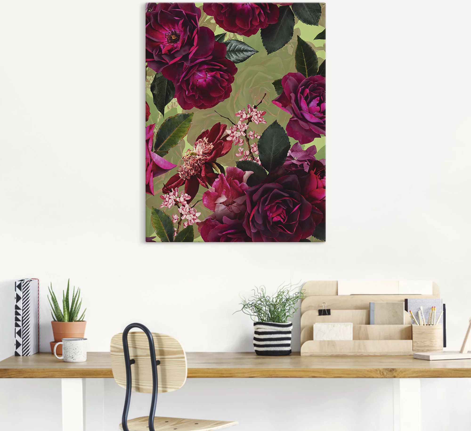 Artland Wandbild »Dunkle Rosen auf Grün«, Blumenbilder, (1 St.), als Alubil günstig online kaufen