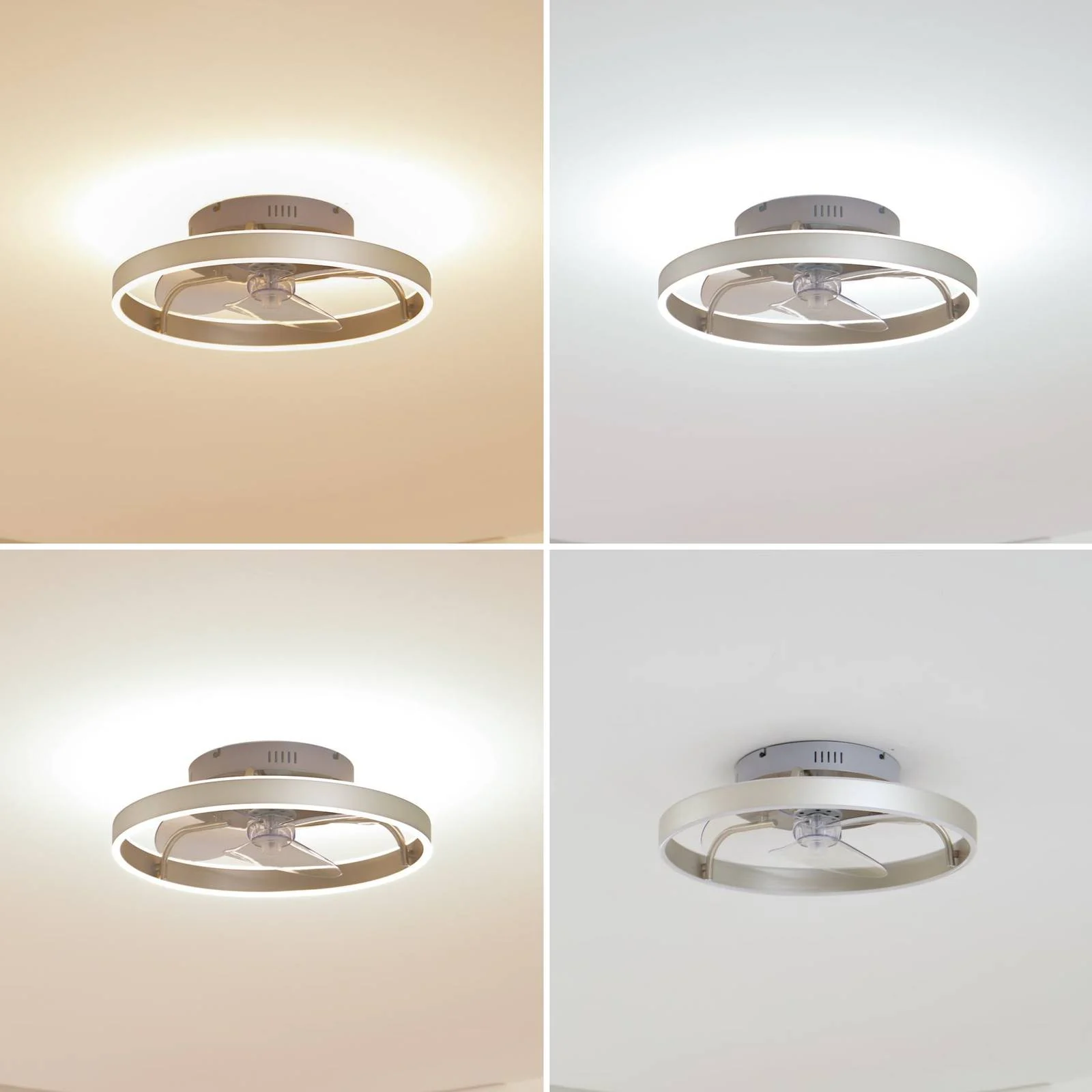 Lindby LED-Deckenventilator Momitu, silber, leise, Ø 50 cm günstig online kaufen
