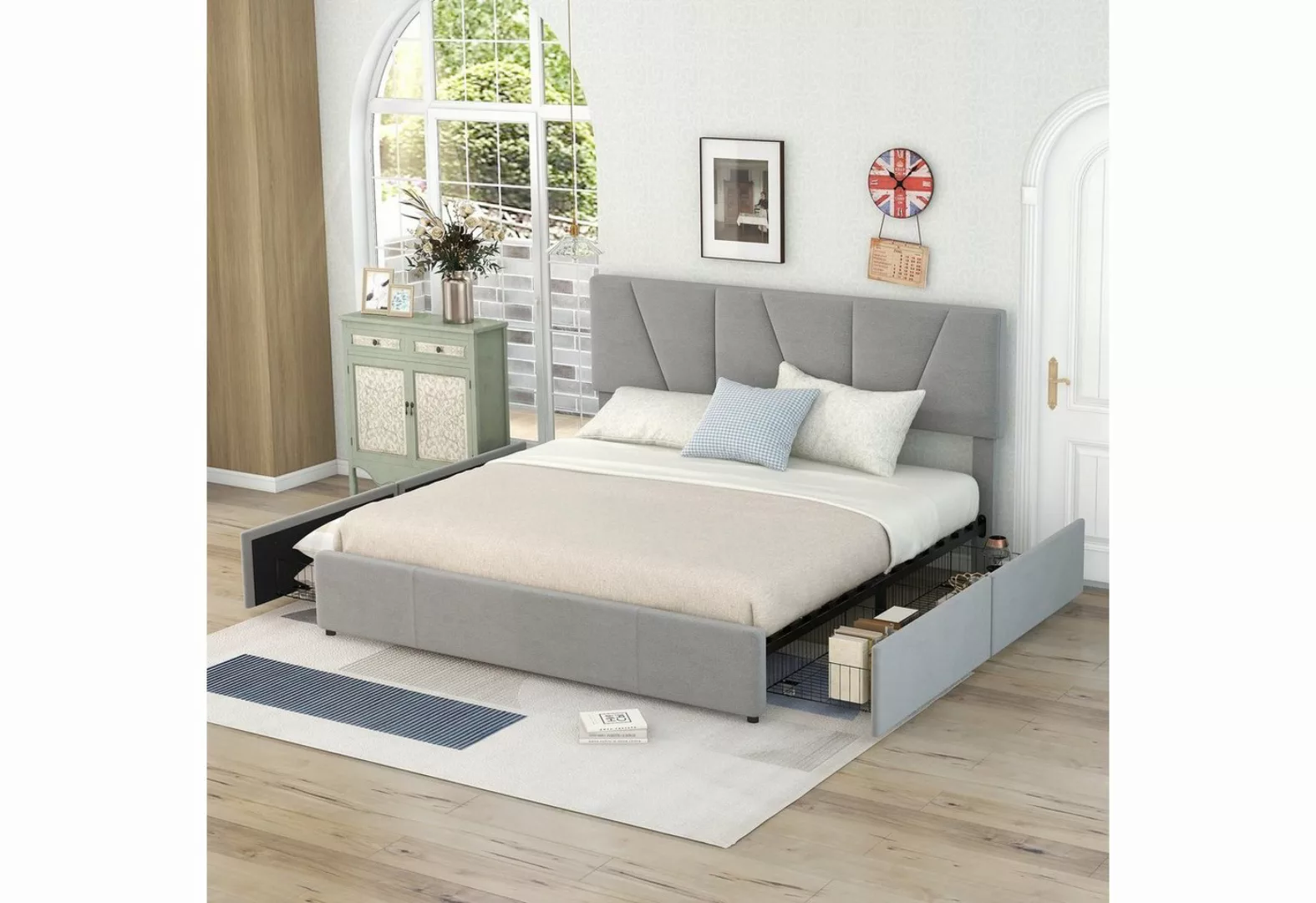 Celya Polsterbett Doppelbett Bettgestell 160x200cm Kingsize Polster Plattfo günstig online kaufen