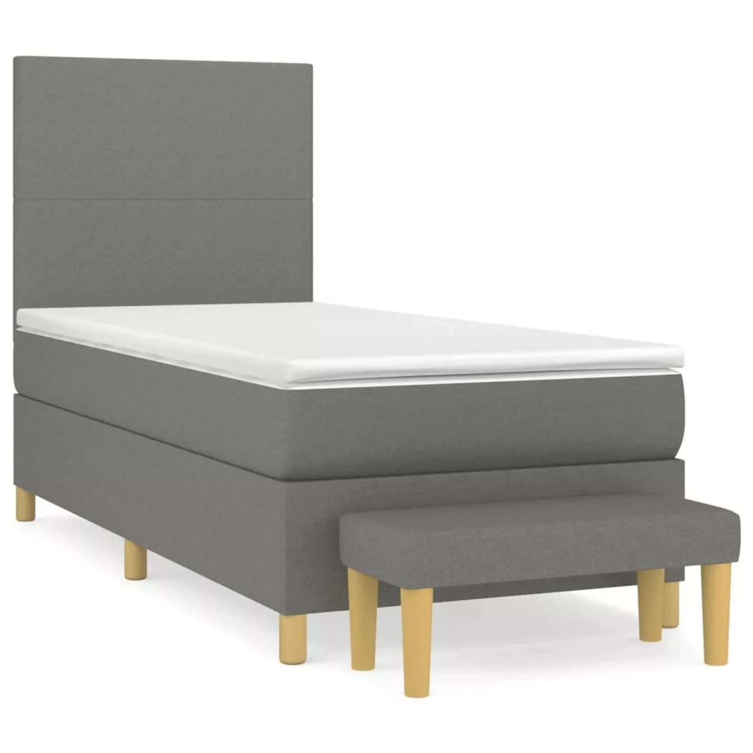 vidaXL Boxspringbett Boxspringbett mit Matratze Dunkelgrau 100x200 cm Stoff günstig online kaufen