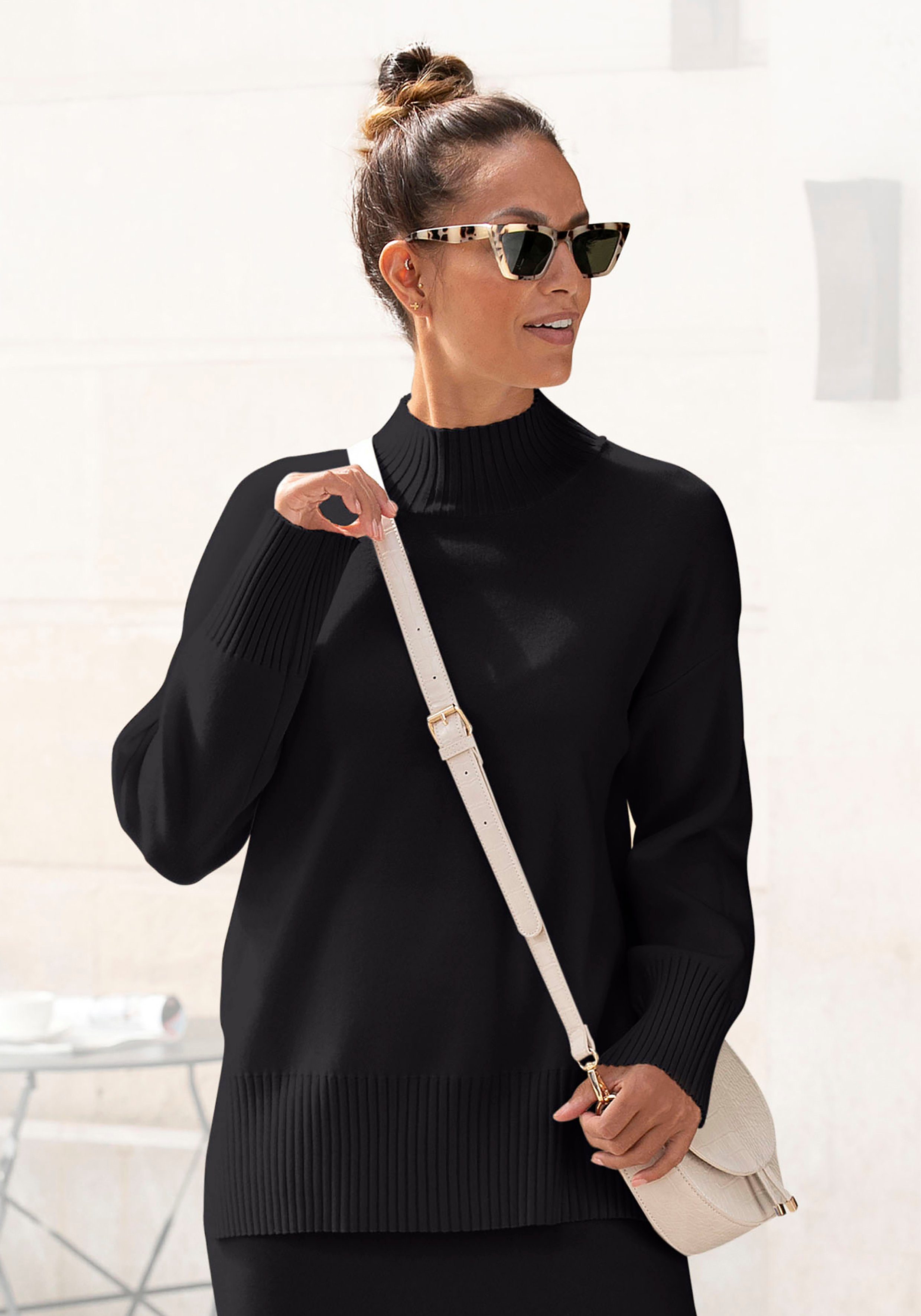 LASCANA Stehkragenpullover, mit breiten Abschlüssen, klassischer Strickpull günstig online kaufen
