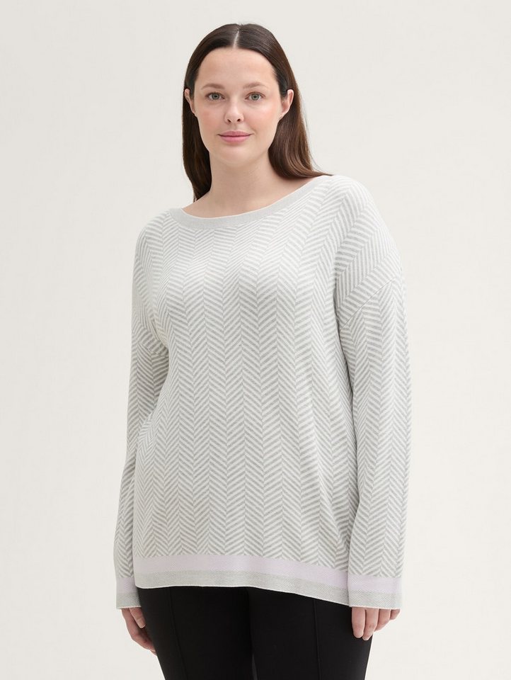 TOM TAILOR PLUS Strickpullover Plus - Pullover mit Fischgrätenmuster günstig online kaufen