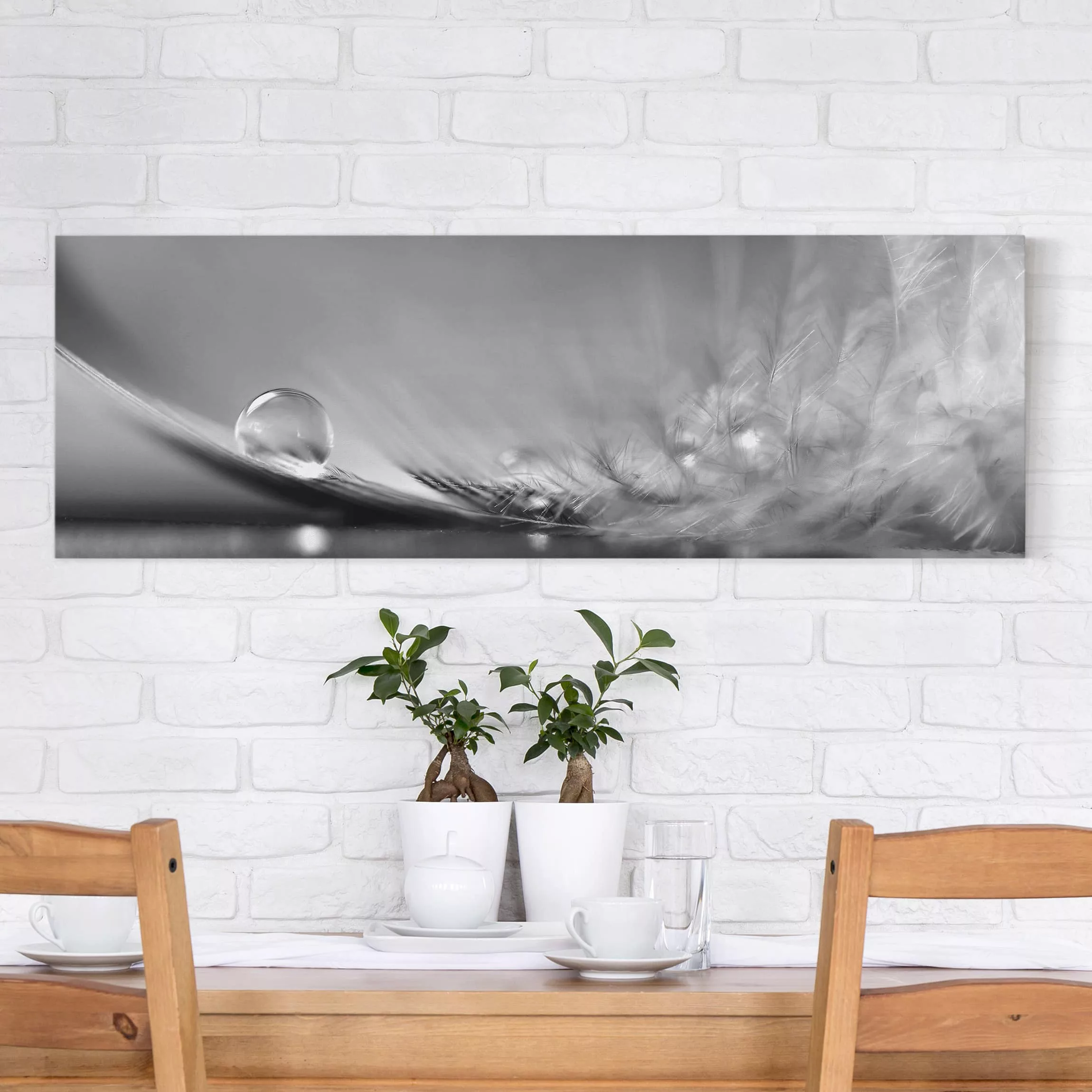 Leinwandbild Abstrakt - Panorama Story of a Waterdrop Black White günstig online kaufen