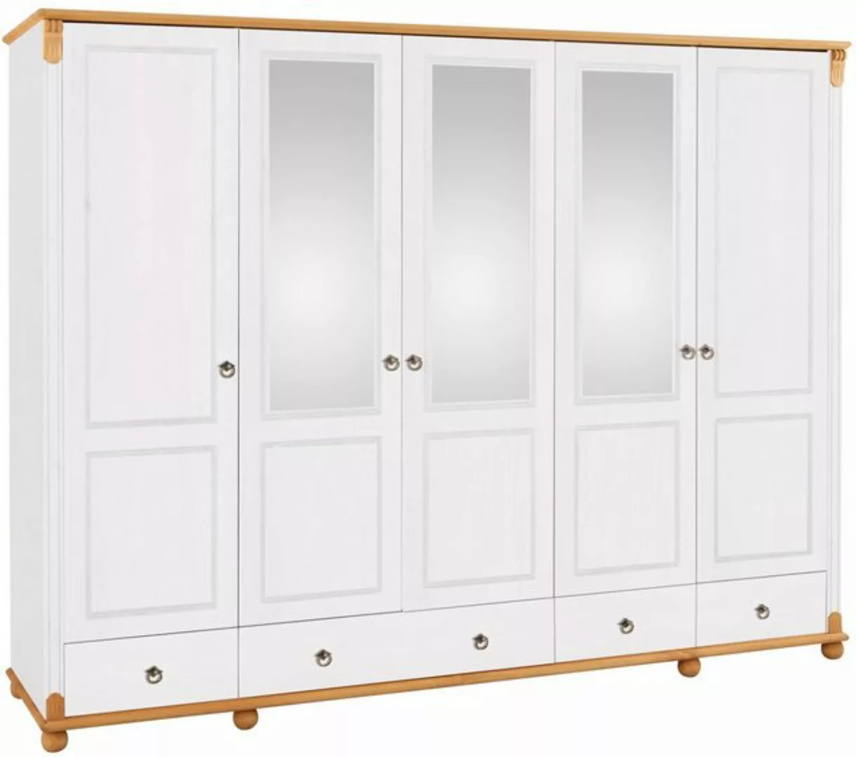 Home affaire Kleiderschrank Tessin Breite 245 cm, Kiefer massiv, mit Spiege günstig online kaufen