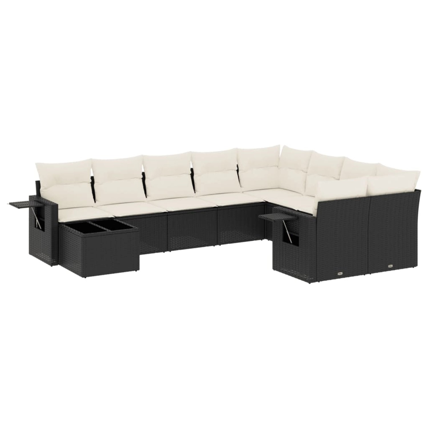 vidaXL 10-Tlg Garten-Sofagarnitur mit Kissen Schwarz Poly Rattan 3220655 günstig online kaufen