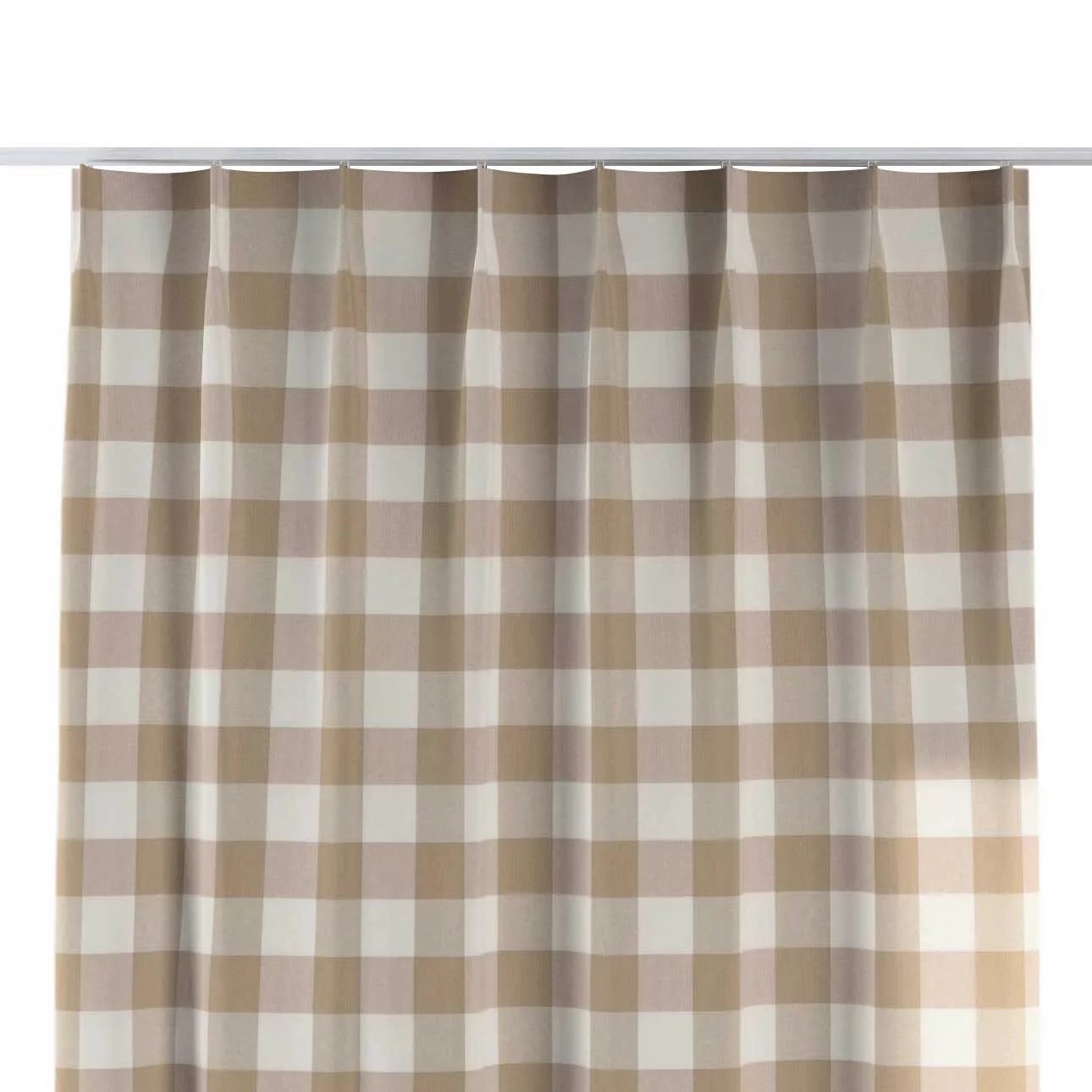 Vorhang mit flämischen 1-er Falten, weiss-beige kariert, Quadro (136-08) günstig online kaufen