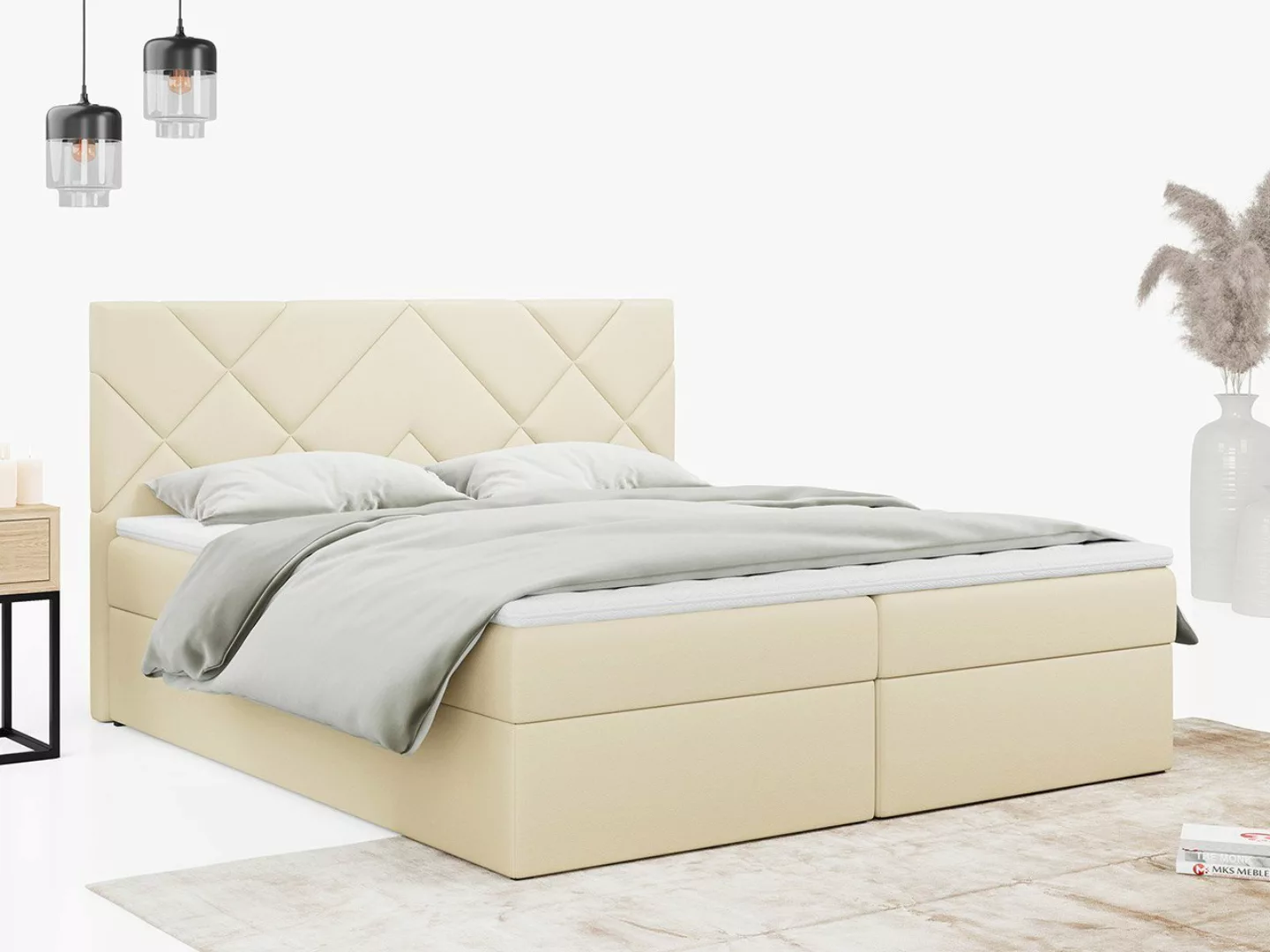 MKS MÖBEL Boxspringbett STELLE 3, Doppelbett mit Bettkasten für Schlafzimme günstig online kaufen