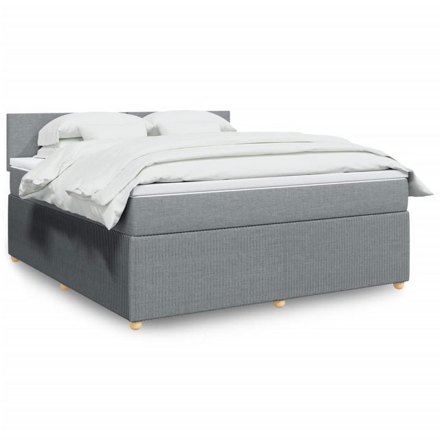 vidaXL Bettgestell Boxspringbett mit Matratze Hellgrau 180x200 cm Stoff Bet günstig online kaufen