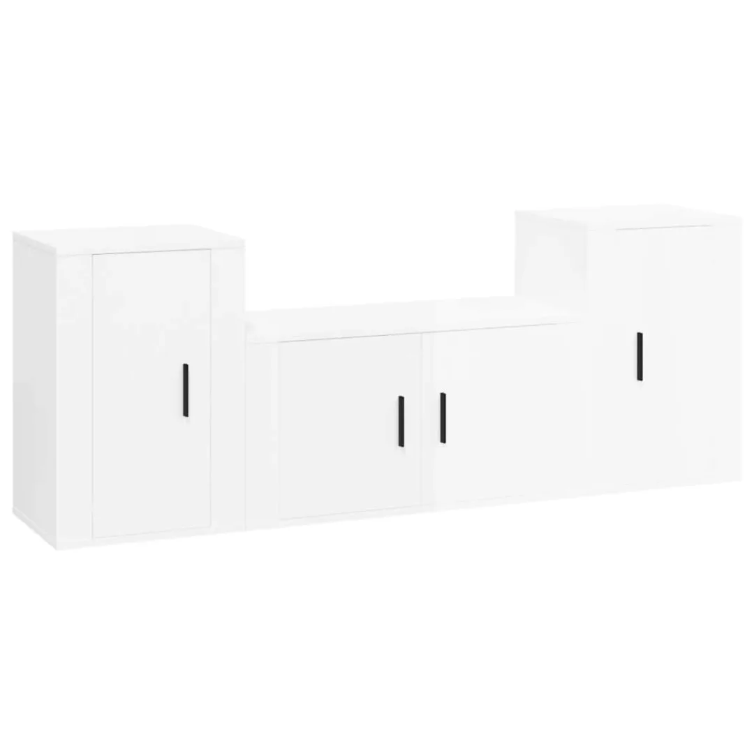Vidaxl 3-tlg. Tv-schrank-set Hochglanz-weiß Holzwerkstoff günstig online kaufen