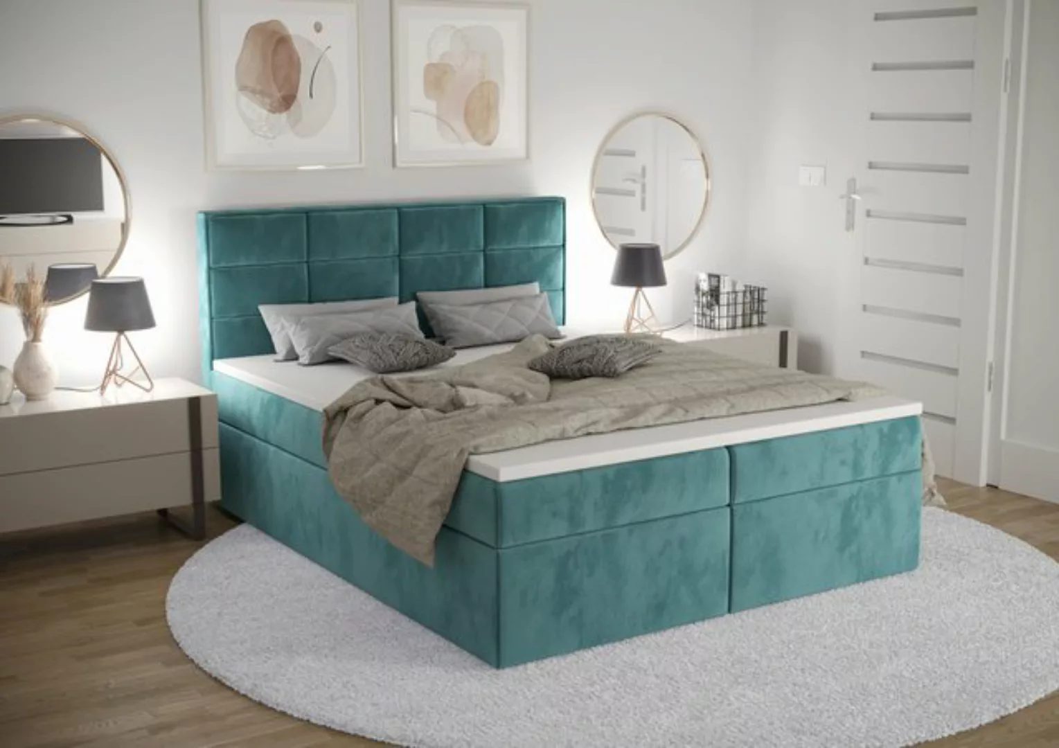 B&B Home Boxspringbett Kaja (H3 Matratze Bonellfederung, Kopfteil, Bettkast günstig online kaufen